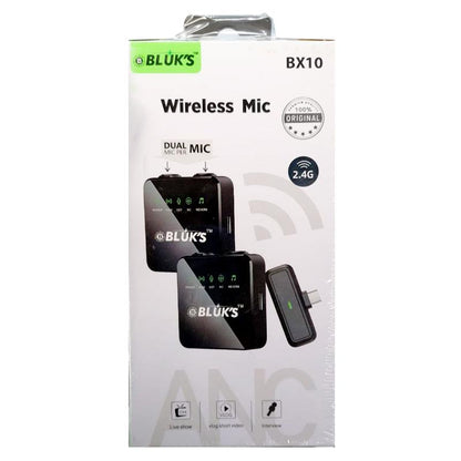 BLUK’S BX-10 Dual Wireless Microphone with ANC, 9ms Low Latency and Dual-Mic Transmitters for Smartphones & Cameras