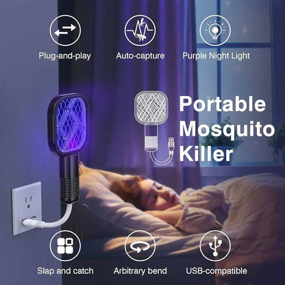 "2-in-1 USB Rechargeable Mosquito Killer Racket | Portable Mosquito Repellent Racket With UV Light For Home Office Use