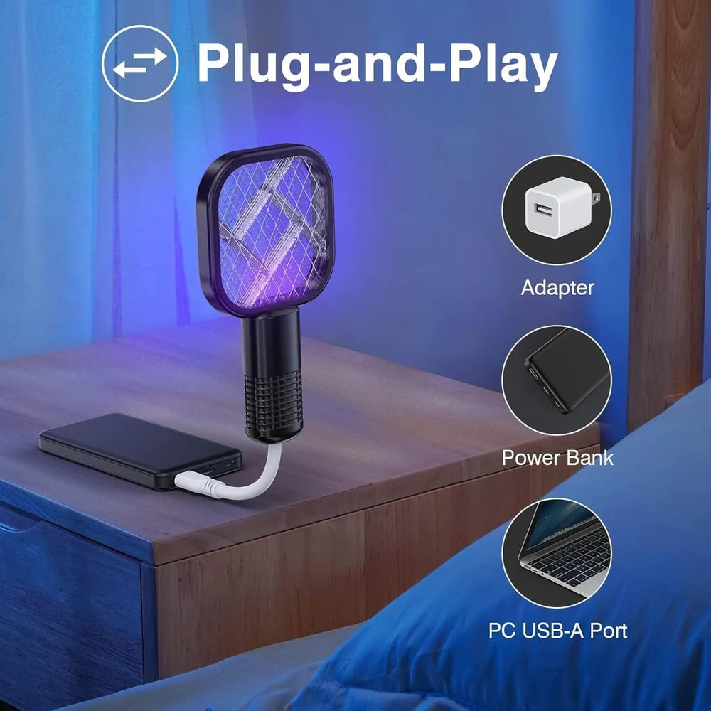 "2-in-1 USB Rechargeable Mosquito Killer Racket | Portable Mosquito Repellent Racket With UV Light For Home Office Use