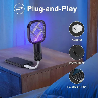 "2-in-1 USB Rechargeable Mosquito Killer Racket | Portable Mosquito Repellent Racket With UV Light For Home Office Use